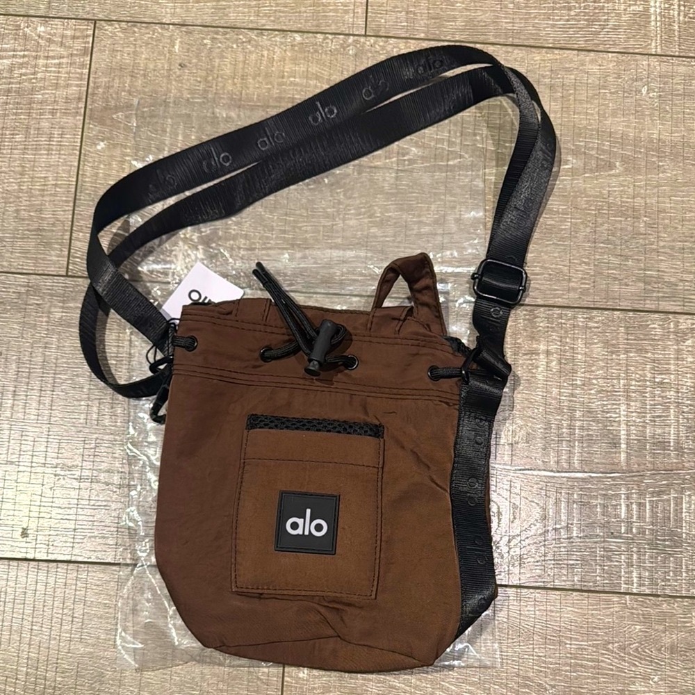 ALO Yoga Brown and Black Messenger Bag with Adjustable Strap
